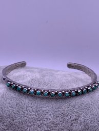 Vintage Zuni Petit Point Turquoise Sterling Bracelet