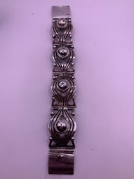 Vintage Heavy Taxco Era Sterling Silver Bracelet