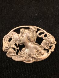 Art Nouveau Sterling Silver Figural Brooch Pin