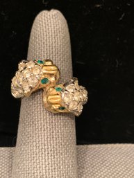 Vintage Iconic Cartier Inspired Gold Plated Leopard Cocktail Ring By Ivana Size 5.5