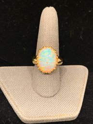 Elegant Lab Created Opal Set In Vermeil Sterling Silver Size 8.5