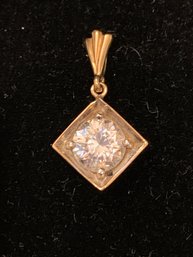 Classic 10k Yellow Gold & Center Cz Pendant