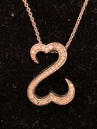 Lovely Jane Seymour Sterling Silver & Diamond Open Heart Pendant