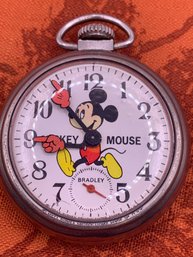 Vintage Mechanical Mickey Mouse Pocket Watch Bradley