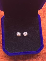 Stunning Genuine Diamond 14kt Gold Stud Earrings