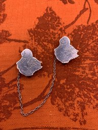 Vintage Ducky Sterling Silver Bib Sweater Clips