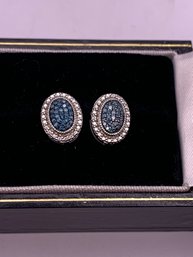 Genuine Blue Diamond Sterling Silver Earrings