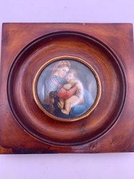 Beautiful Vintage Hand Painted Miniature In Frame