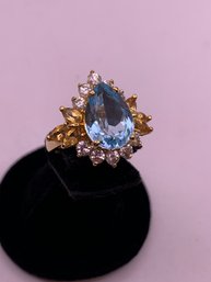 Gorgeous Blue Topaz Vermeil Sterling  Silver Ring