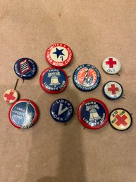 11 World War 1 Military Patriotic Pin Backs Buttons