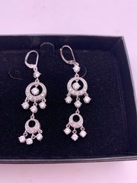 Gorgeous Chandelier Crystal Sterling Silver Earrings