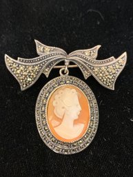 Judith Jack Sterling Silver Cameo Brooch Pin