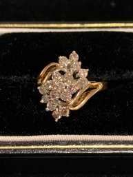 Beautiful Vintage 14kt Gold Diamond Cocktail Ring