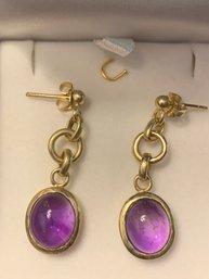 Beautiful Genuine Cabachon Amethyst  Earrings