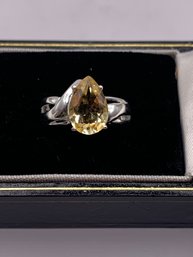 Sleek Sterling Silver Citrine Ring