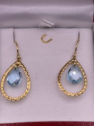 Pretty Blue Topaz Briolettes In Vermeil Earrings