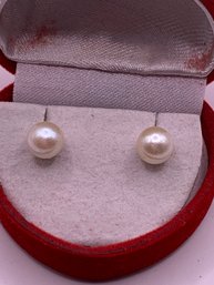 Classic Creamy Cultered Pearl Earrings 14kt