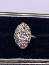 Vintage 14 K White Gold Diamond Ring