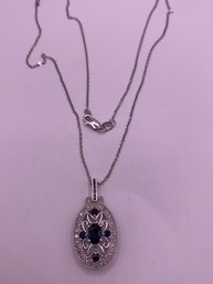 Beautiful Diamond Sapphire 14 Kt Gold Necklace