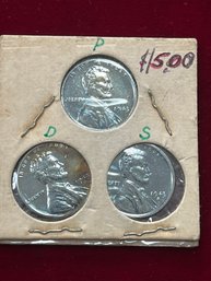 1943 US Steel Wheat Cents Full Uncirculated Set