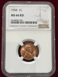 1958 US Wheat Cent MS 66 Red