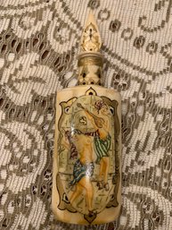 Vintage Bone Hand Painted Erotica Snuff Scent  Bottle