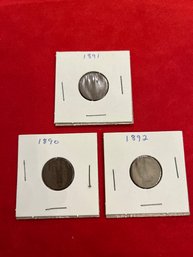Group Of 3 1800s Indian Head Pennies