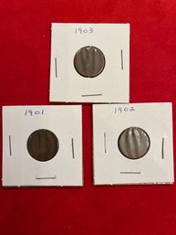Group Of 3 1900s Indian Head Pennies
