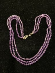 Lovely Triple Strand Amethyst Bead Necklace