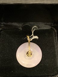 Genuine Lavender Jade 14 Kt Gold Pendant