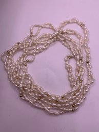Vintage Multi Strand Infinity 14 Kt Gold Pearl Necklace