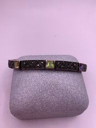 Sterling Silver Marcasite Gemstone Deco Bracelet