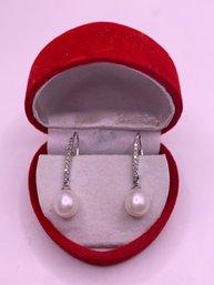 Classic Elegant  14kt Gold Diamond Pearl Earrings