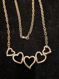 Romantic Hearts Diamonds And Sterling Silver Necklace