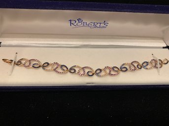 Gorgeous 14 Kt Rose Gold Diamond And Sapphire Bracelet