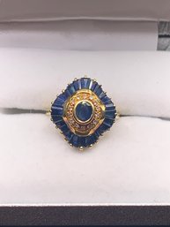 Elegant Genuine Sapphire Diamond 14 Kt Gold Ring