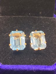 Gorgeous Large Blue Topaz In Hold Earrings