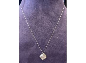 Stunning 14k White Gold And Crystal Pendant