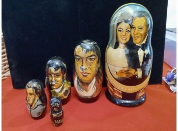 Vintage Elvis And Priscilla Russian Nesting Dolls