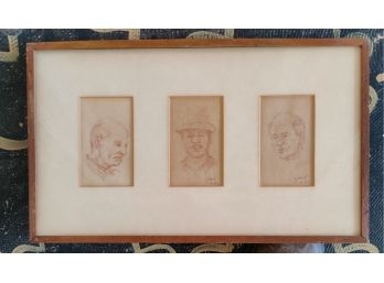 Zavel Silber (1910 - ) 3 Portrait Drawings