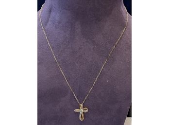 Elegant Vermeil Sterling Silver Cross Pendant With Diamonds