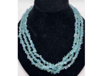 Lovely Triple Strand Aquamarine Necklace