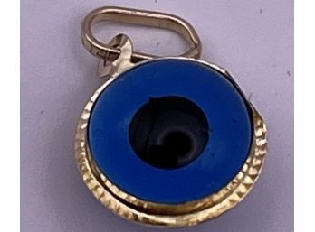 14k Yellow Gold And Glass Evil Eye