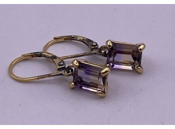 Lovely Gold Over Sterling Silver Gemstone Earrings