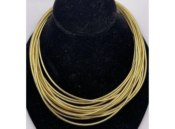 Italian 14K Gold Multi Strand In Woven Mesh Necklace 18 Inches