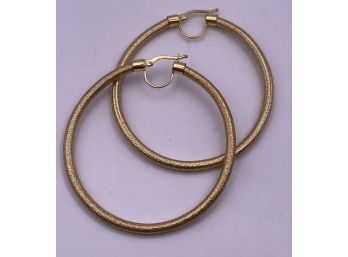 Italian 14K Gold Woven Mesh Bangle Earrings