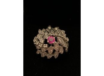 Gorgeous Vintage 14kt Gold Diamond Ruby Cocktail Ring