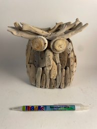 Driftwood Owl Figurine Sculpture