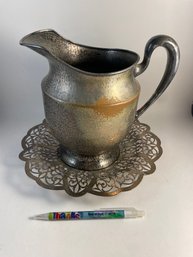 Silver Tray And Pitcher