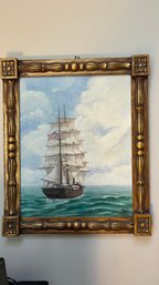 Original Oil Painting Of Ship By Harold Gerhardt